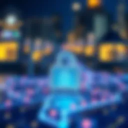 Conceptual illustration of blockchain technology enhancing cloud storage security