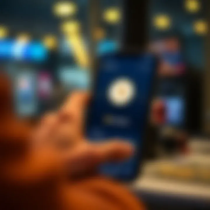 User navigating the Coinbase app interface