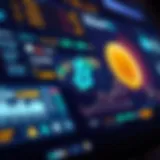 Conceptual illustration of cryptocurrency assets on a digital screen