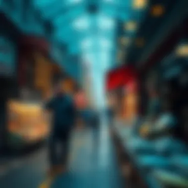 A dynamic marketplace scene for digital art transactions