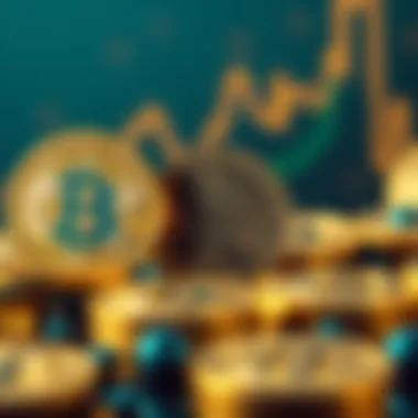 Cryptocurrency symbols representing digital assets