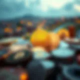 Diverse E-Currencies Landscape Visual representation of various e-currencies