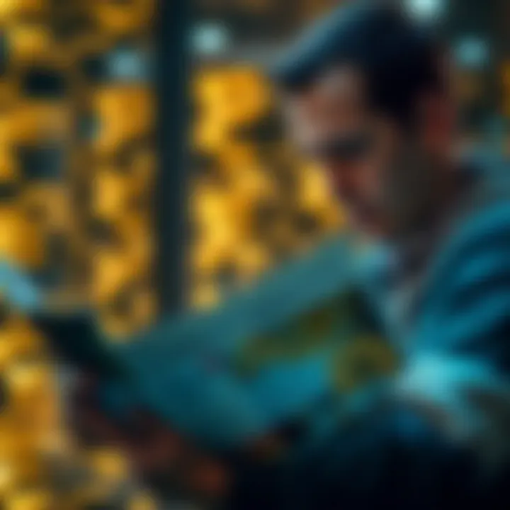 Engaging with Cryptocurrency Insights Person reading a cryptocurrency magazine