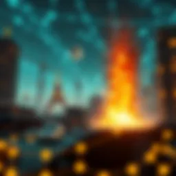 Illustration of blockchain architecture and block eruptions