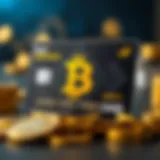 Cash back crypto card with digital currency symbols