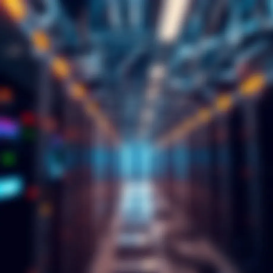 An intricate network of servers powering crystal coin mining operations