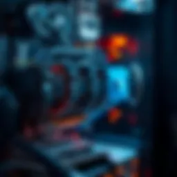 Detailed view of a high-performance GPU mounted in a mining rig.