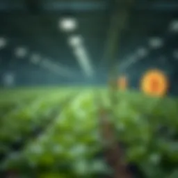 Conceptual representation of yield farming in cryptocurrency