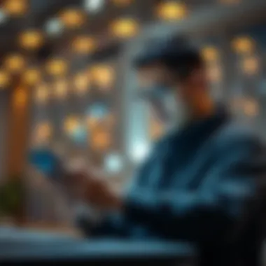 Engagement with Blockchain Technology An individual engaging with blockchain technology on a digital device, emphasizing the technological aspect of NFTs.