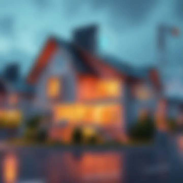 Futuristic Real Estate with Digital Integration A futuristic real estate concept with digital overlays, illustrating the intersection of property and NFTs.