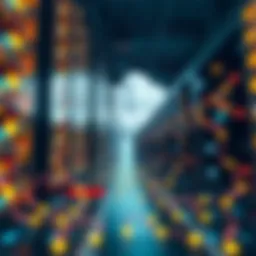 Illustration of cloud mining infrastructure with digital connections