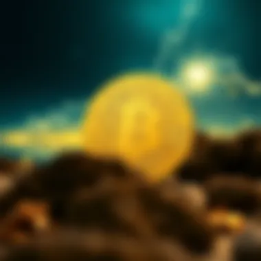 Symbolic representation of the Golden Nugget Coin in a digital landscape