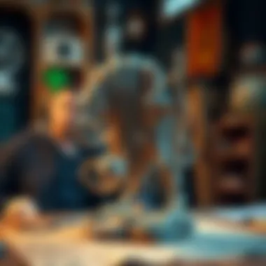 3D Sculpture with NFT Integration An artist showcasing a 3D sculpture with NFT elements.