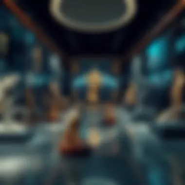 Interactive Digital NFT Gallery An interactive digital gallery displaying NFT sculptures.