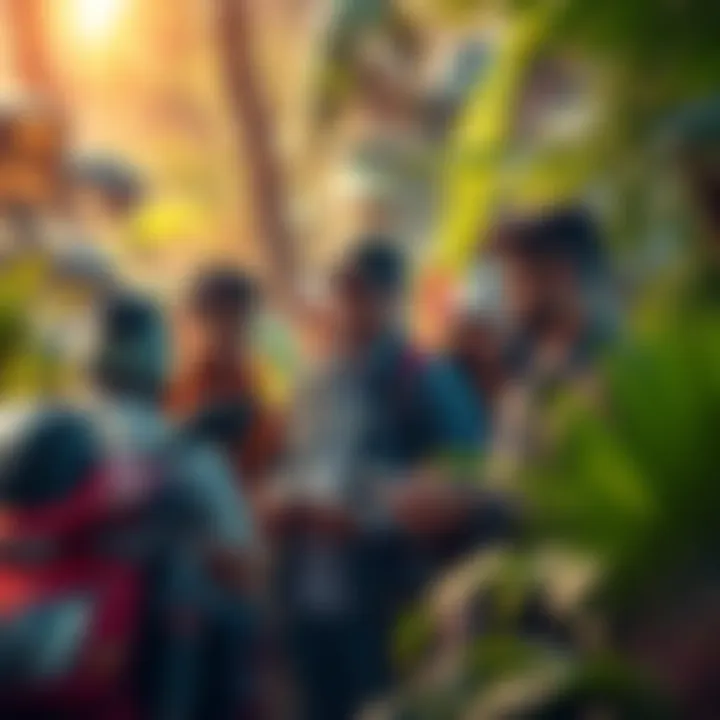 Influencers Navigating the Crypto Jungle A vibrant visual depicting influencers engaging with cryptocurrency in a jungle setting
