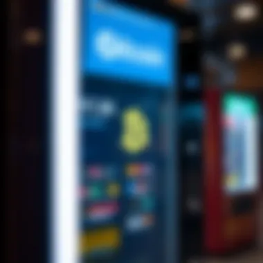 Digital Interface of a Bitcoin Vending Machine A sleek Bitcoin vending machine showcasing its digital interface.