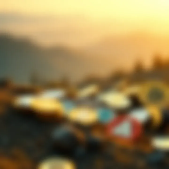 Diverse Cryptocurrencies Landscape Digital representation of various cryptocurrencies