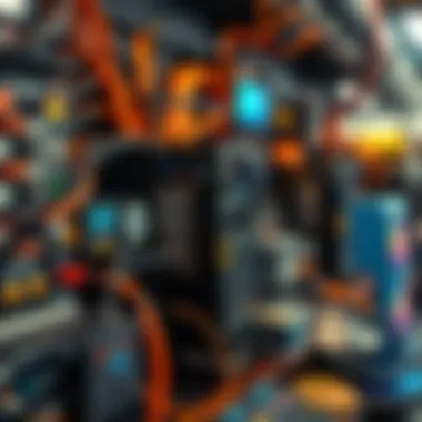 Various types of cryptocurrency mining equipment displayed