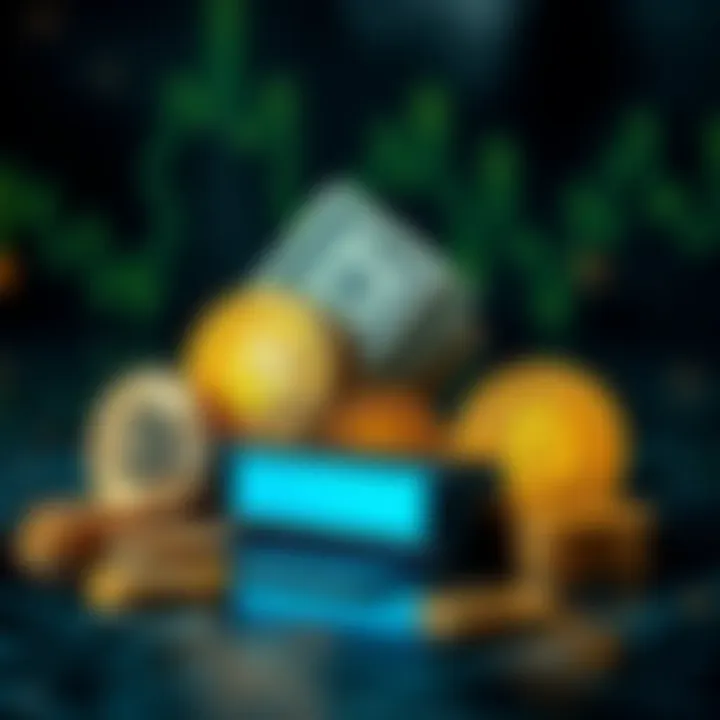 Illustration of a digital wallet showcasing various cryptocurrencies