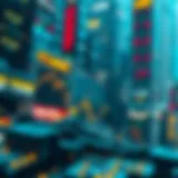 Intersection of NFTs and Stock Market Dynamics Conceptual illustration of NFTs influencing stock market trends