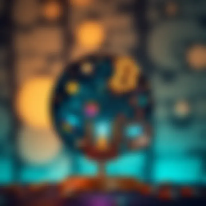 Blockchain and Art An abstract representation of blockchain technology intertwined with artistic elements.