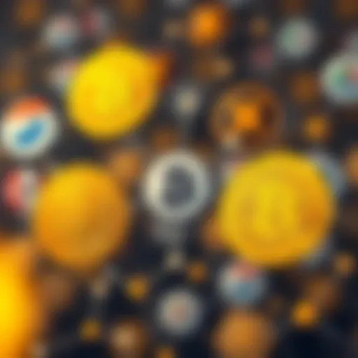 Interconnection of Cryptocurrency and Nonprofit Organizations Visual representation of cryptocurrency symbols and nonprofit logos interlinked