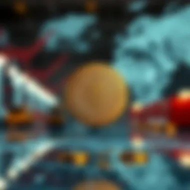Global trade map highlighting yuan coin's role