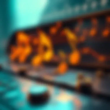 Musical Tokens in the Digital Realm Musical notes transforming into digital tokens