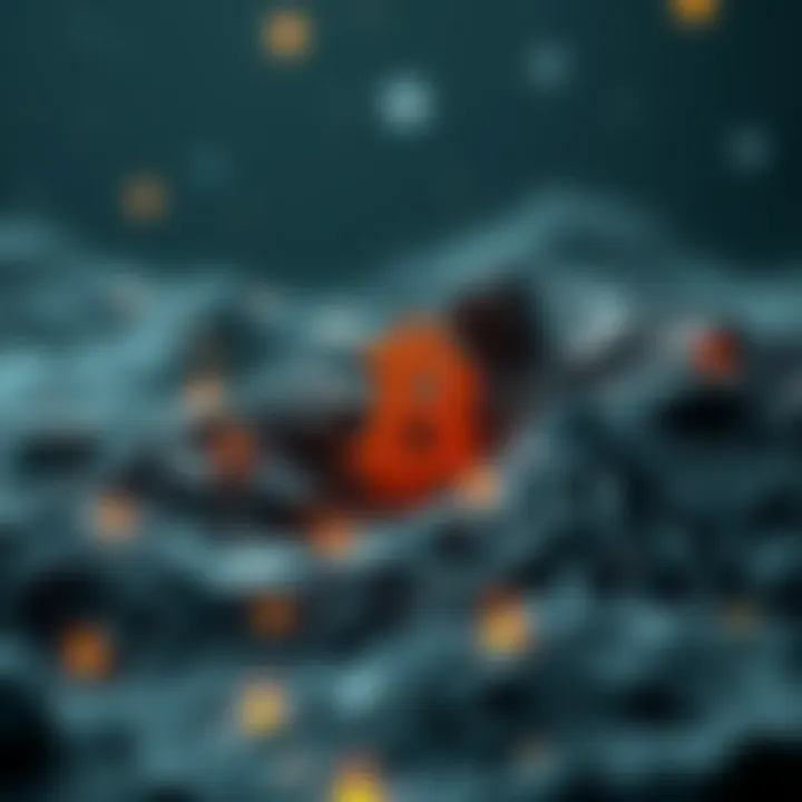 Environmental Footprint of Bitcoin Mining Environmental footprint of Bitcoin mining illustrated in a creative manner