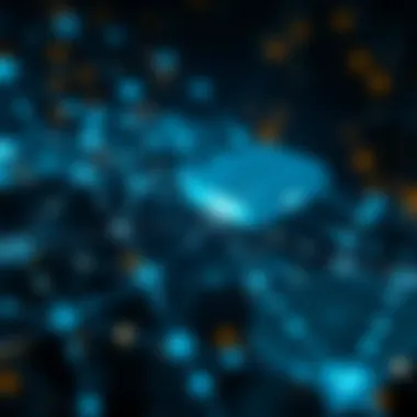 An intricate representation of blockchain technology with interconnected nodes