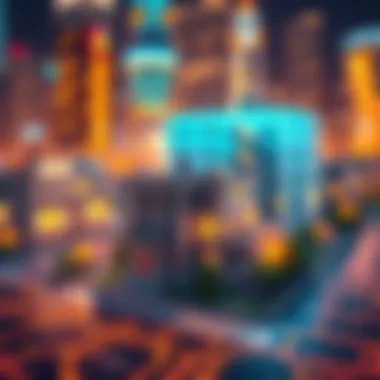 Digital Transactions: Blockchain in Metaverse Properties Illustration of digital real estate transactions in a blockchain environment