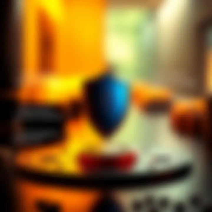 An illustration depicting security features such as encryption and two-factor authentication.