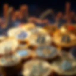 A digital representation of various cryptocurrencies