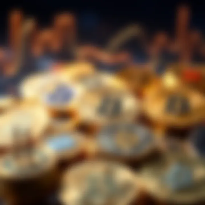 A digital representation of various cryptocurrencies