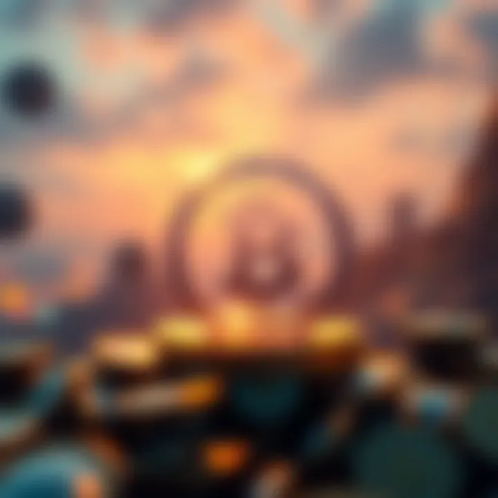 A conceptual representation of digital currency in a futuristic financial landscape.